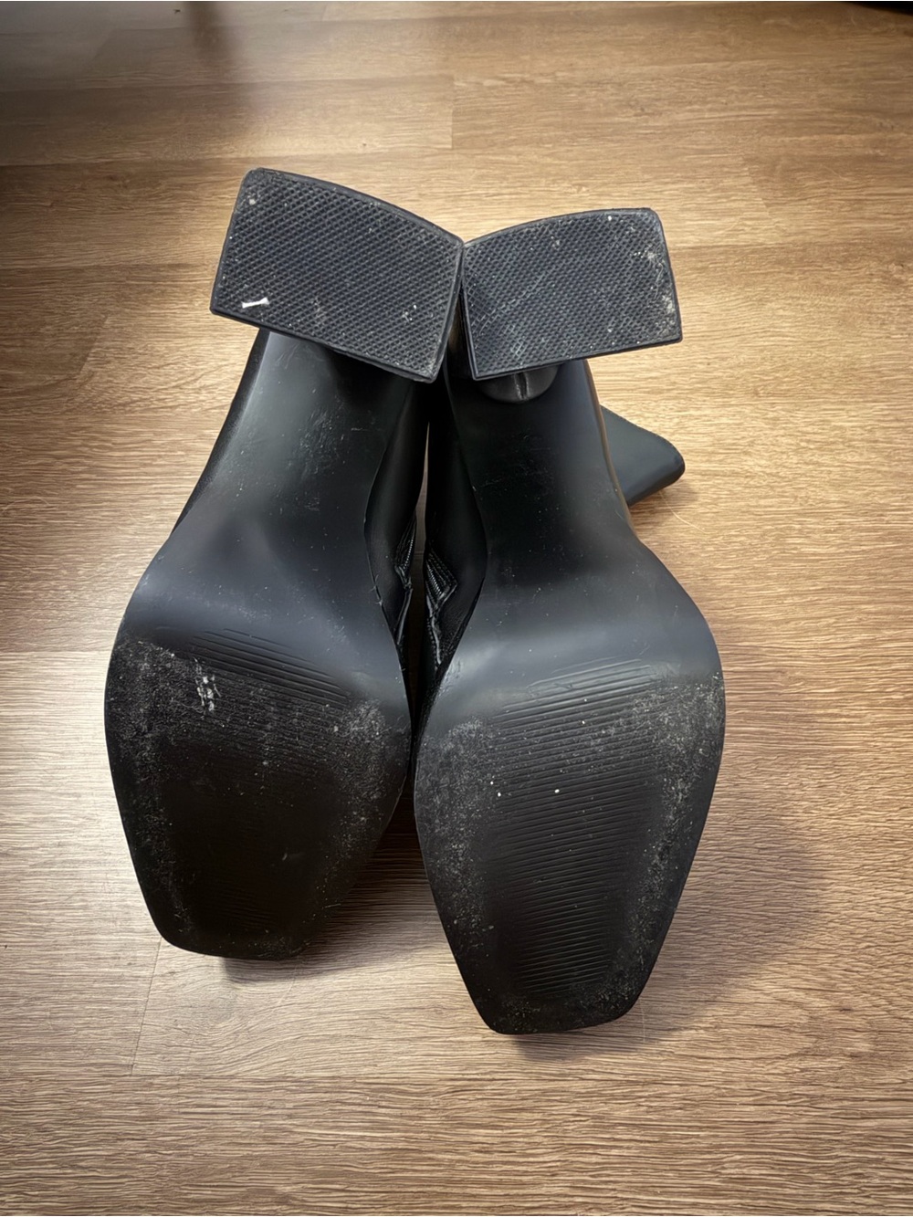 Steve Madden Black Platform Square-Toe Ankle Boots - Picture 3 of 3